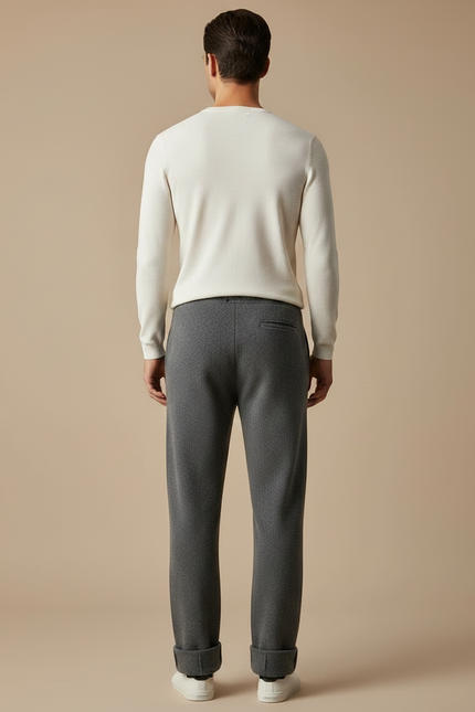 Pantalon Gris Homme Maille Coupe Droite Confortable - vue 2