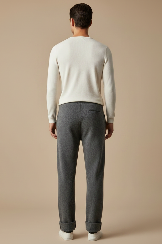 Pantalon Gris Homme Maille Coupe Droite Confortable - vue 2