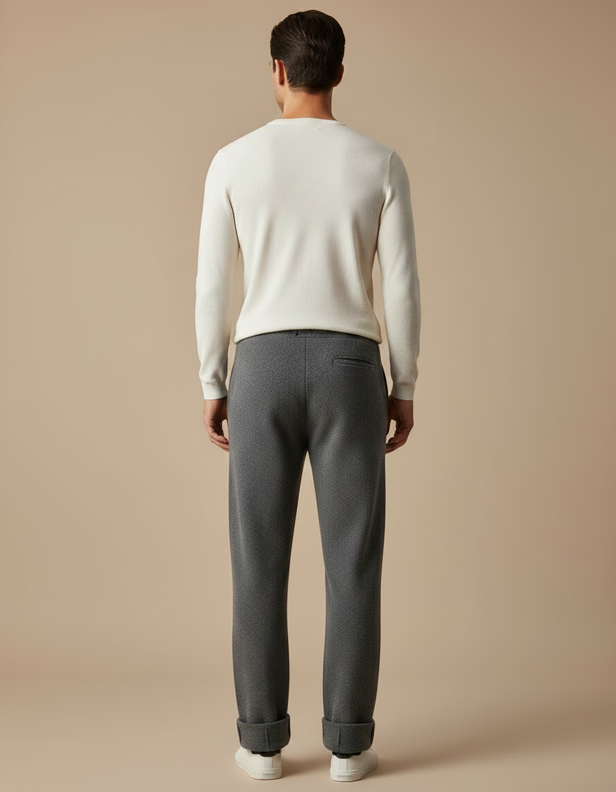 Pantalon Gris Homme Maille Coupe Droite Confortable - vue 2