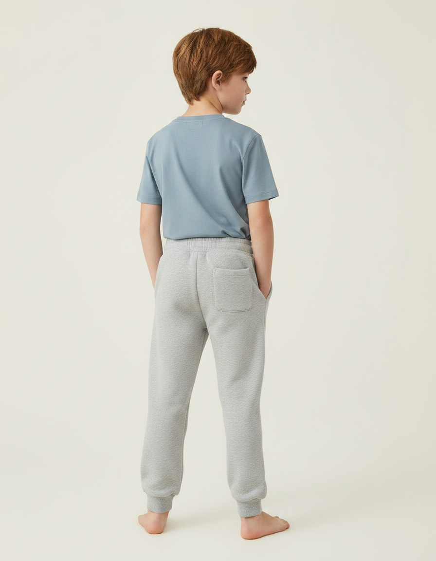 Pantalon Gris Molletonné Uni Enfant Confortable Ample - vue 2