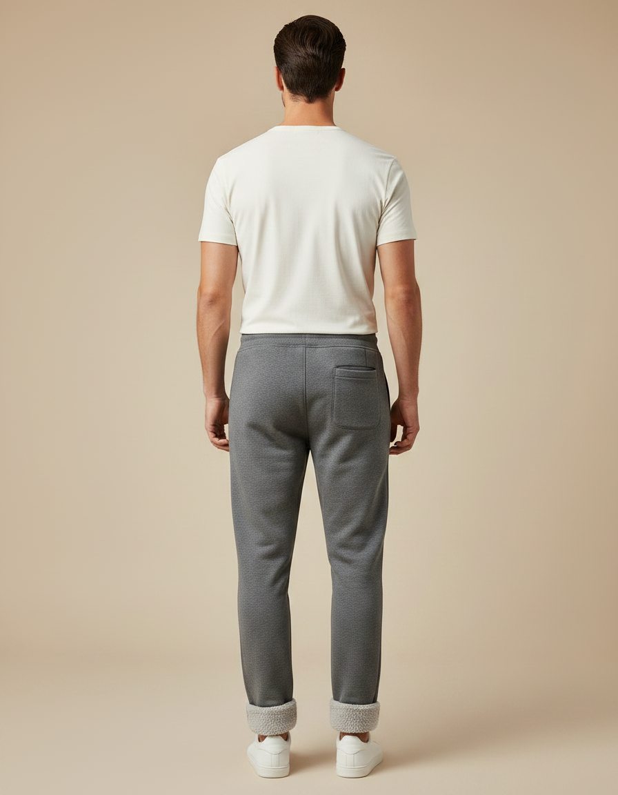 Pantalon Gris Homme Molleton Doublé Confortable Décontracté - vue 2
