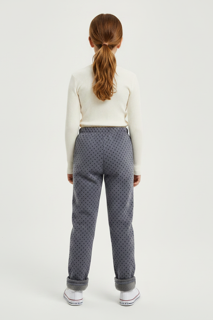 Pantalon Gris Molletonné Motif Pois Fille - vue 2