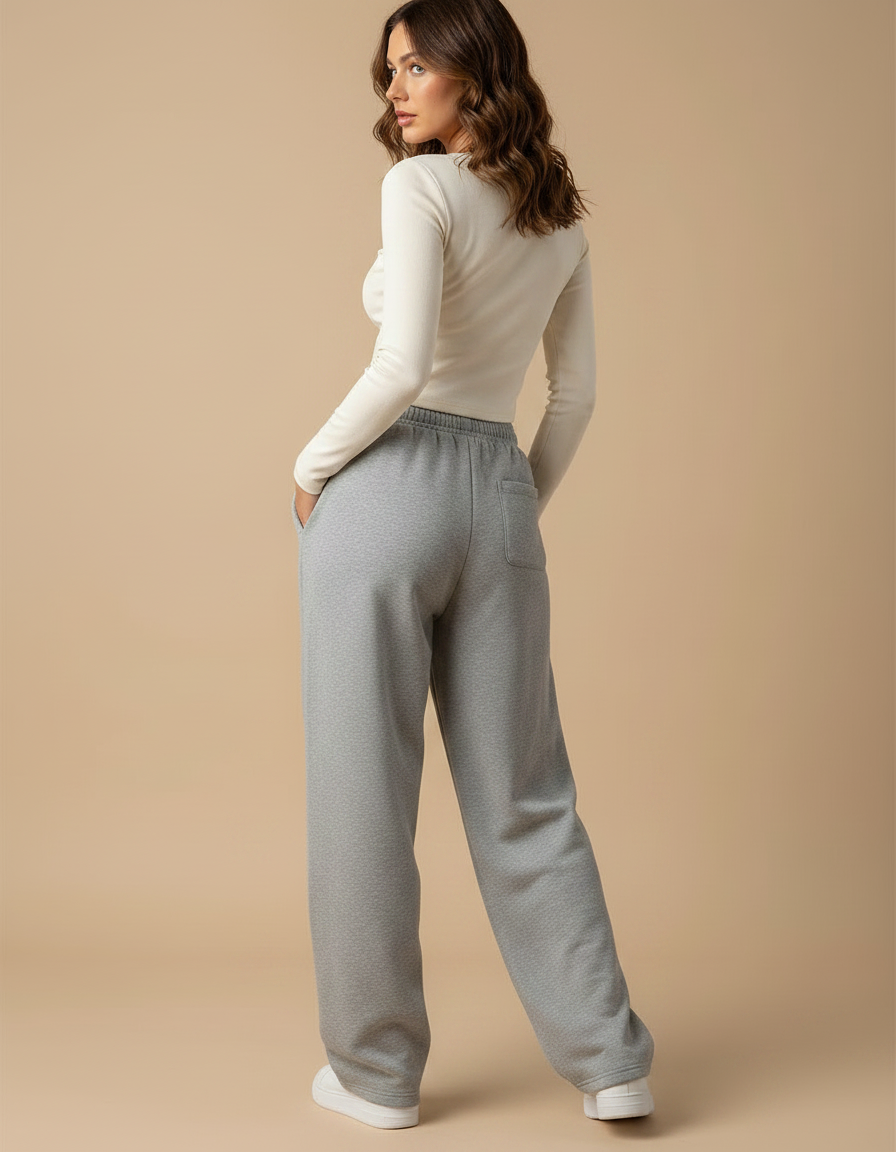 Pantalon Gris Ample Décontracté Confortable Molletonné - vue 2