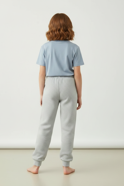 Pantalon Gris Molletonné Imprimé Confortable Enfant Sport - vue 2