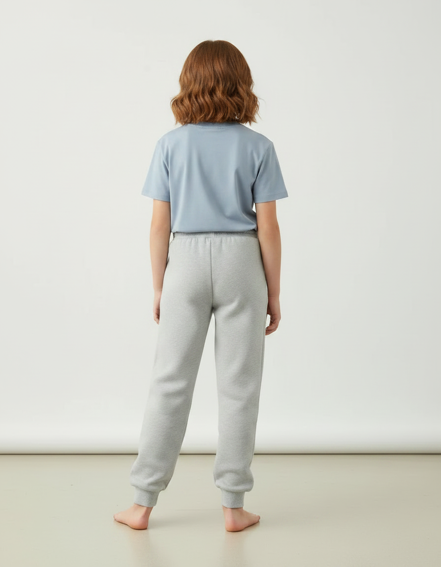 Pantalon Gris Molletonné Imprimé Confortable Enfant Sport - vue 2