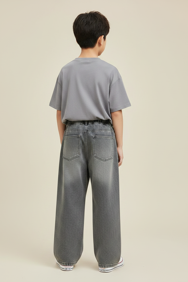 Pantalon Gris Ample Décontracté Large Garçon - Jean - vue 2