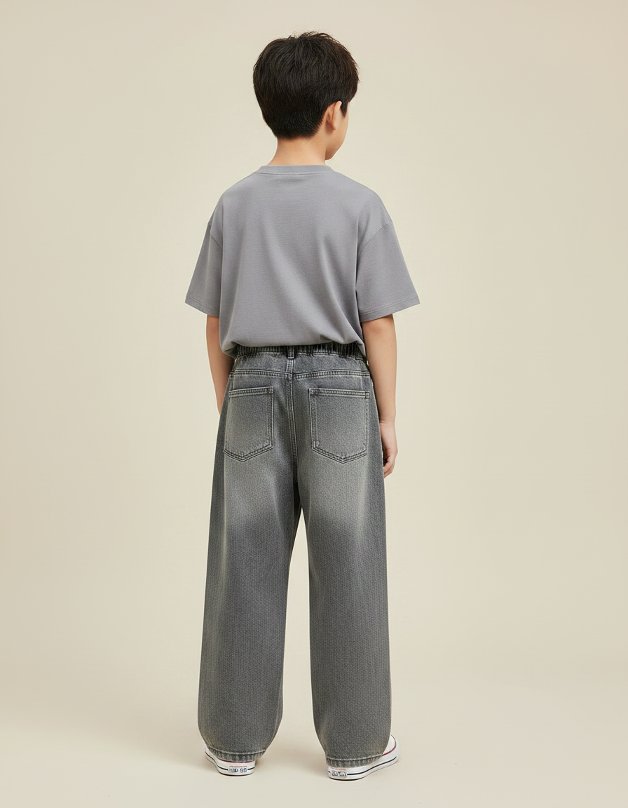 Pantalon Gris Ample Décontracté Large Garçon - Jean - vue 2