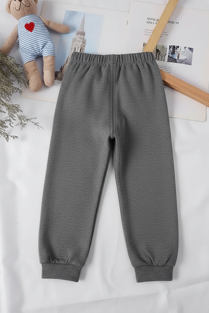 Pantalon Gris Molletonné Enfant Sport Décontracté Uni