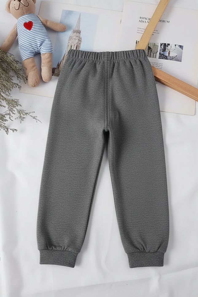 Pantalon Gris Molletonné Enfant Sport Décontracté Uni