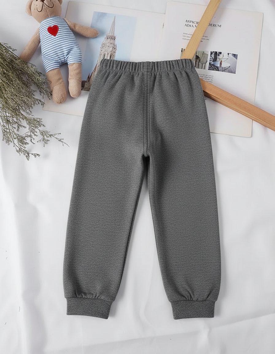 Pantalon Gris Molletonné Enfant Sport Décontracté Uni