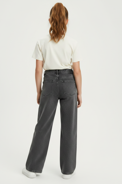 Pantalon Gris Large Décontracté Denim Fille - Jean - vue 2