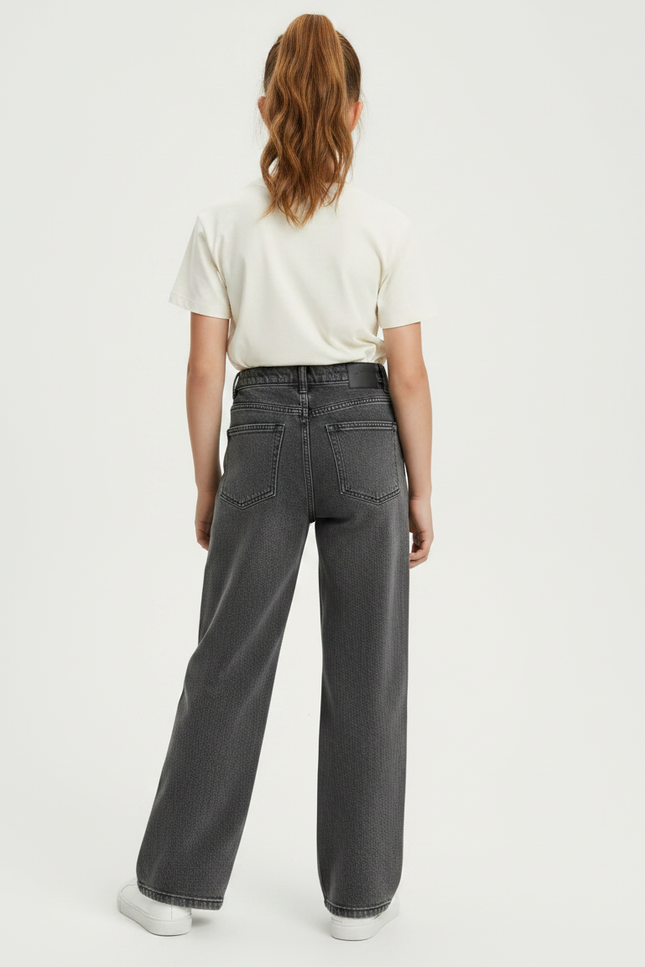 Pantalon Gris Large Décontracté Denim Fille - Jean - vue 2