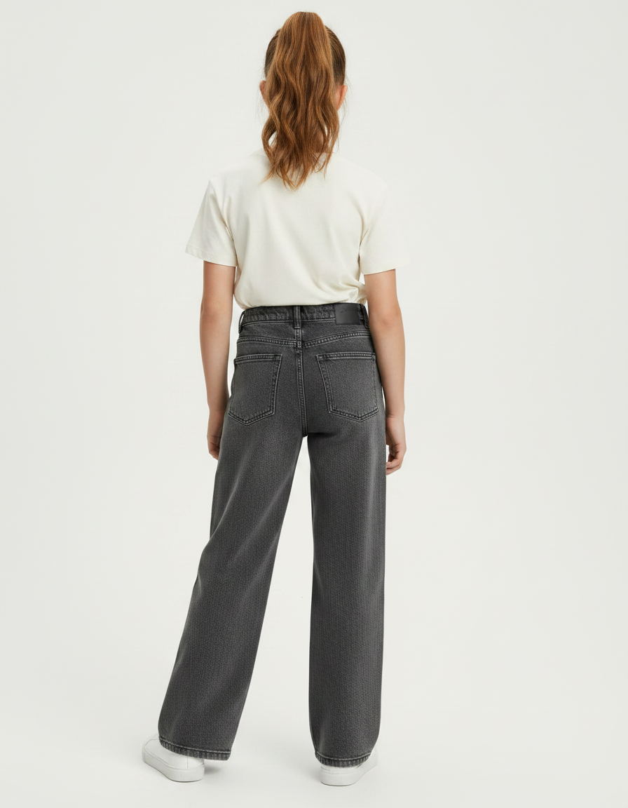 Pantalon Gris Large Décontracté Denim Fille - Jean - vue 2