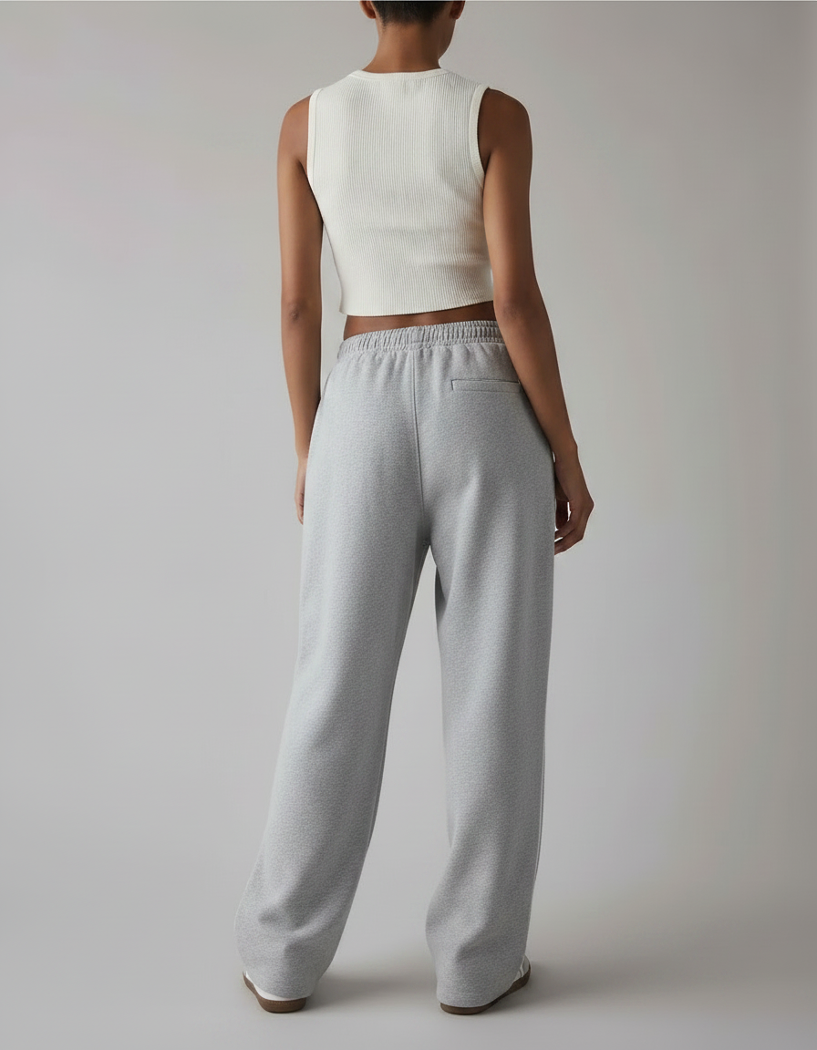 Pantalon Gris Ample Molletonné Sport Femme - vue 2