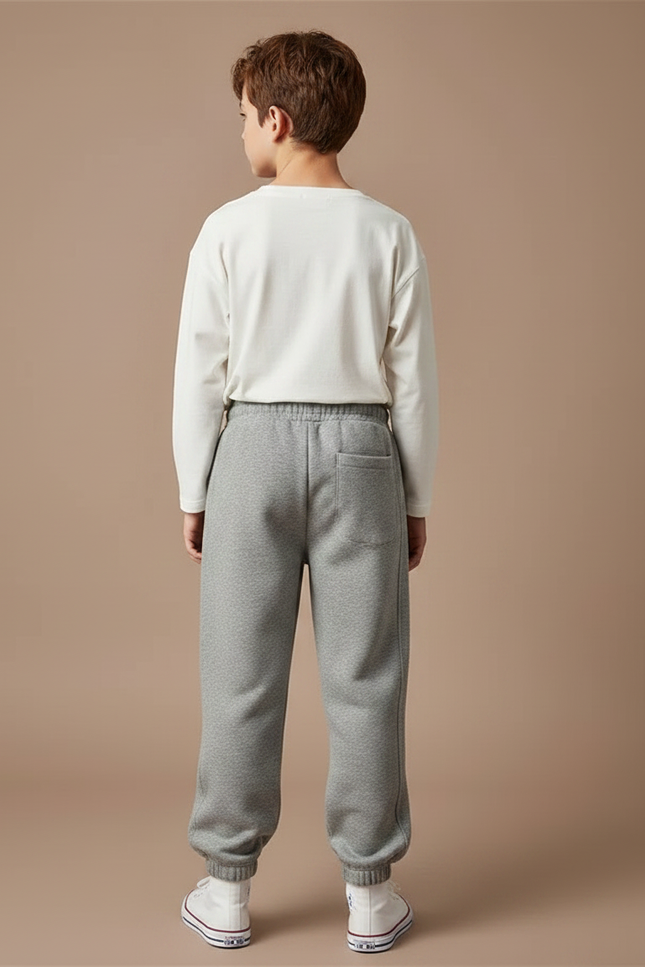 Pantalon Gris Molletonné Ample Décontracté Enfant Confortable - vue 2