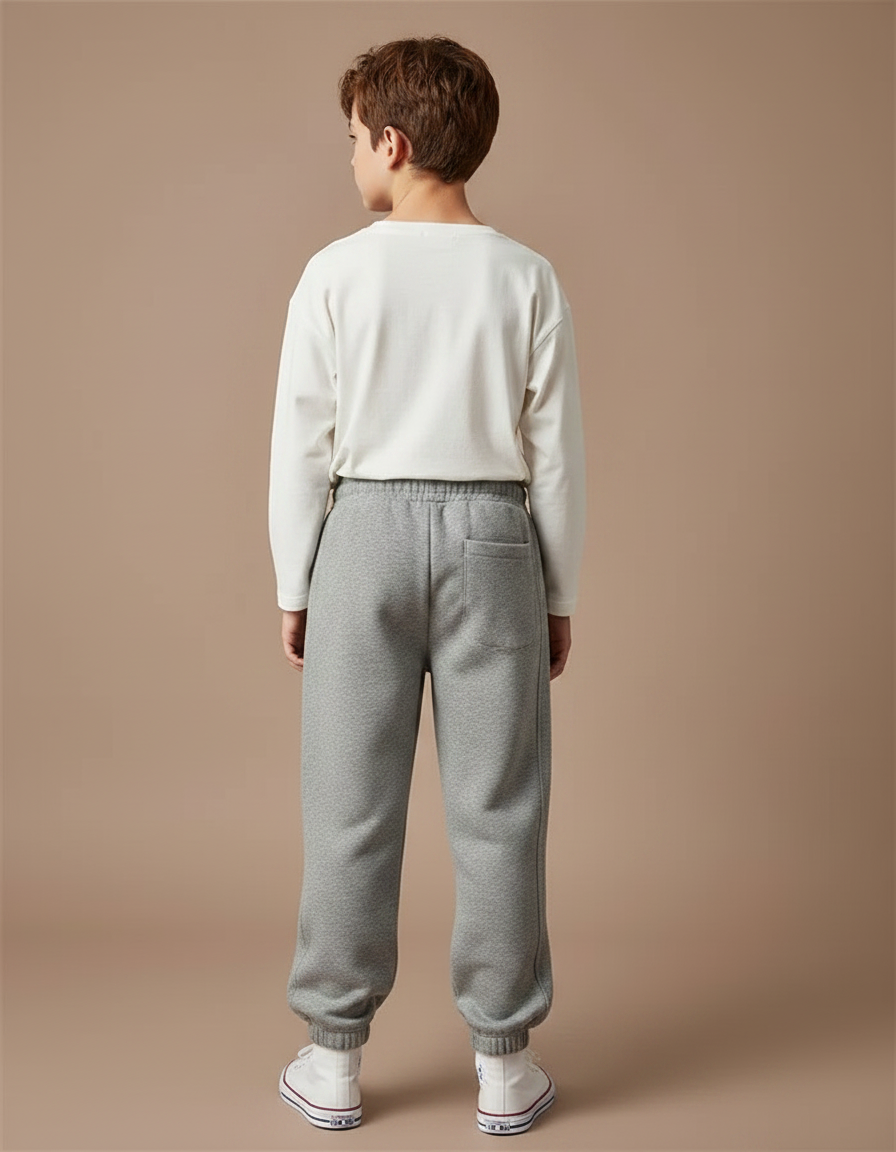 Pantalon Gris Molletonné Ample Décontracté Enfant Confortable - vue 2