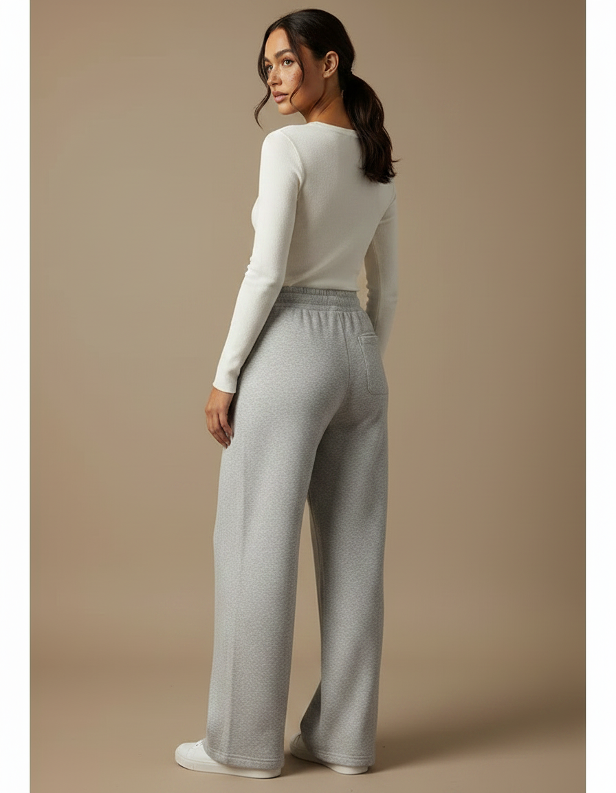 Pantalon Gris Molletonné Ample Décontracté Cordon - vue 2