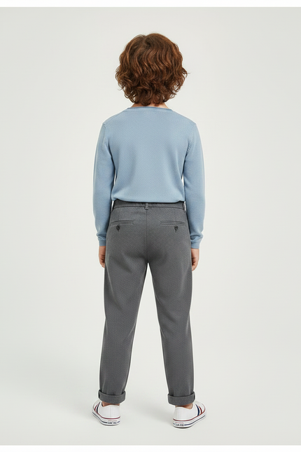 Pantalon Gris Décontracté Plissé Garçon Chevrons - Tweed - vue 2
