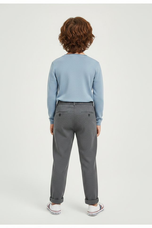 Pantalon Gris Décontracté Plissé Garçon Chevrons - Tweed - vue 2