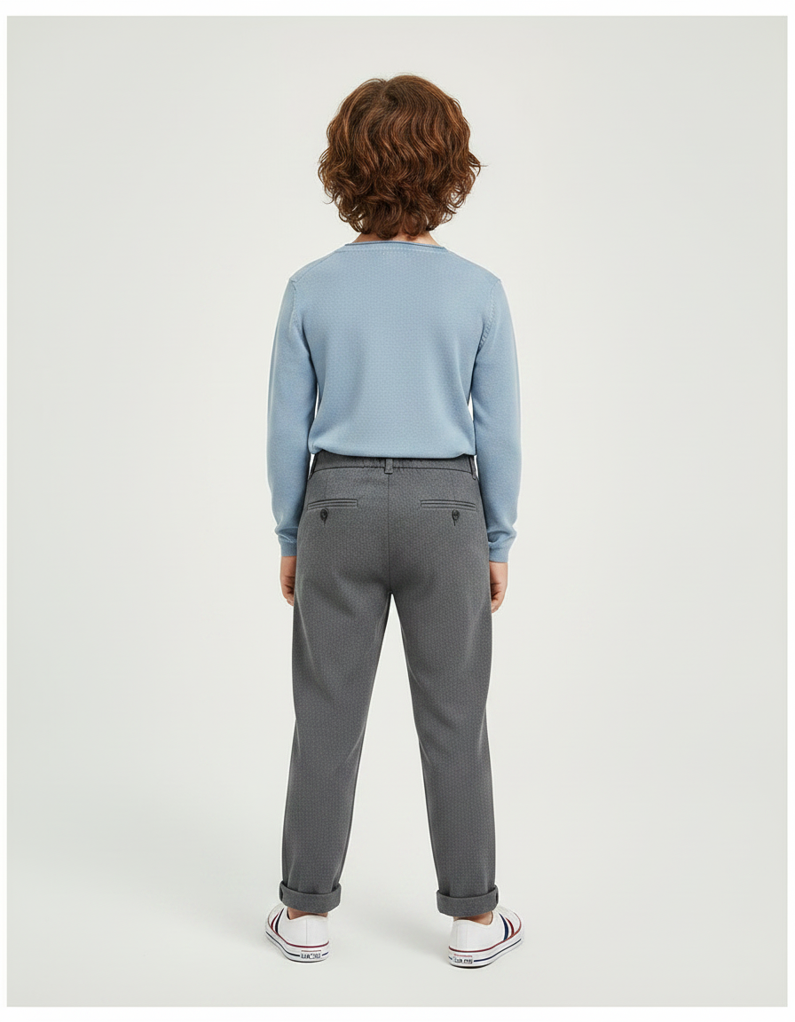 Pantalon Gris Décontracté Plissé Garçon Chevrons - Tweed - vue 2