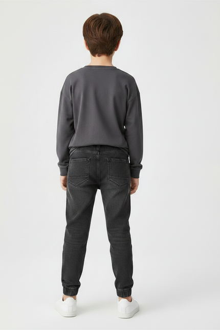 Pantalon Gris Enfant Jogger Denim Décontracté - Jean - vue 2