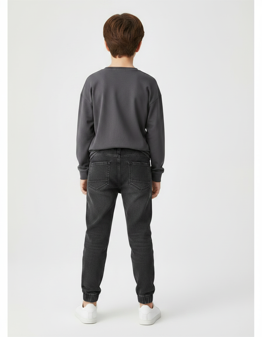 Pantalon Gris Enfant Jogger Denim Décontracté - Jean - vue 2