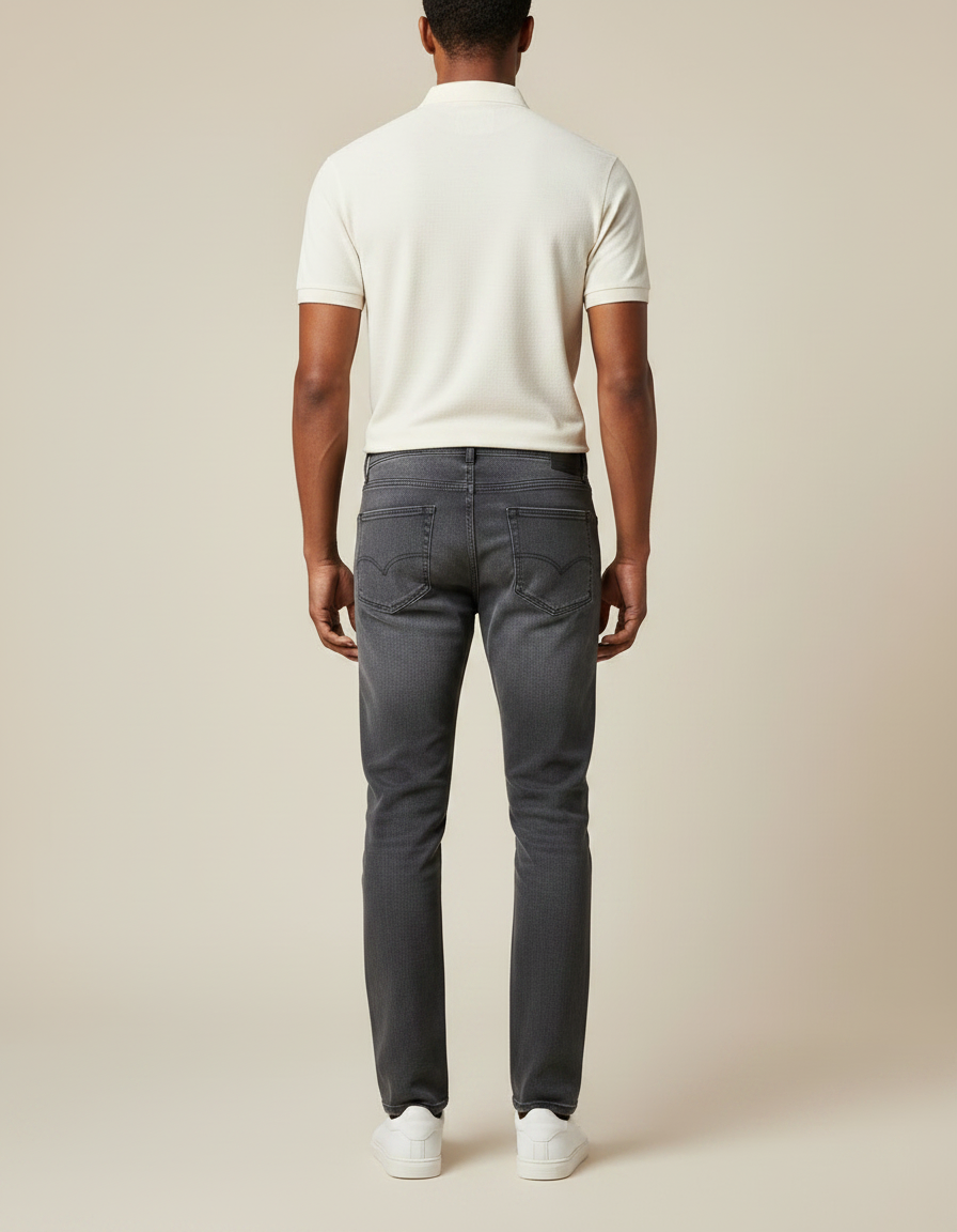 Pantalon Gris Jean Droit Homme Décontracté - vue 2