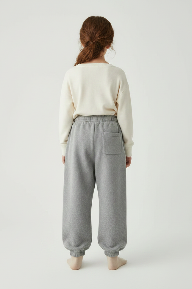Pantalon Gris Ample Molletonné Imprimé Décontracté Fille - vue 2