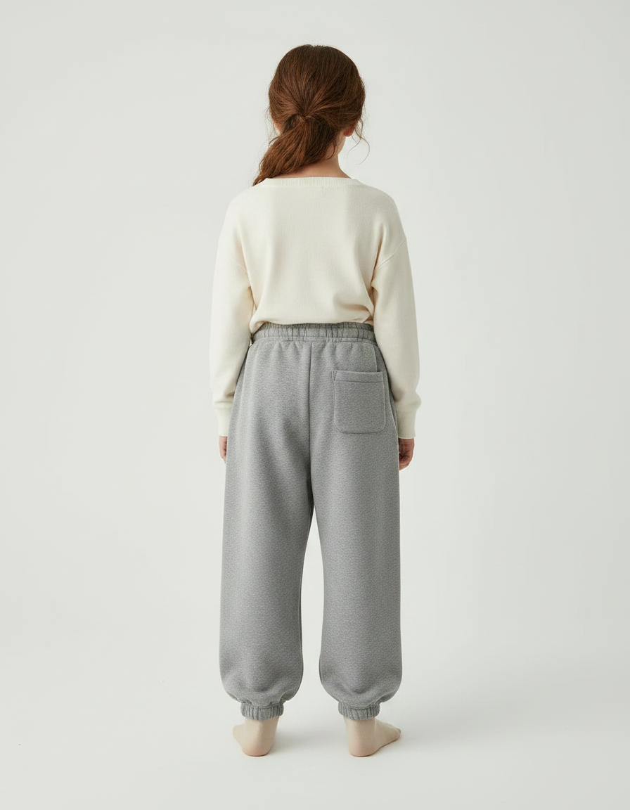 Pantalon Gris Ample Molletonné Imprimé Décontracté Fille - vue 2