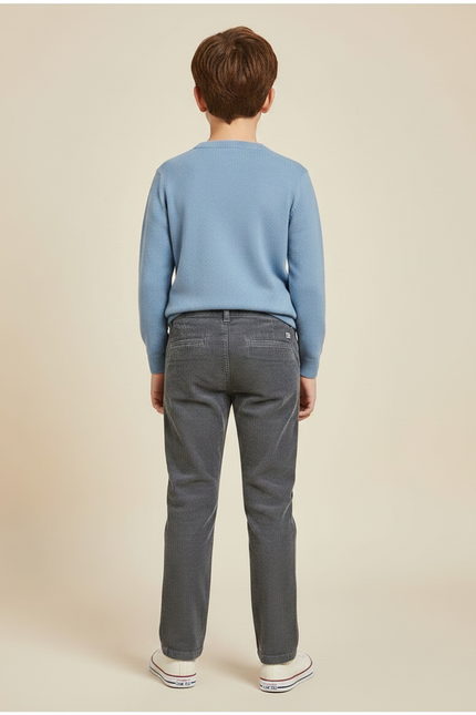Pantalon Gris Côtelé Droit Décontracté Enfant - Cordé - vue 2