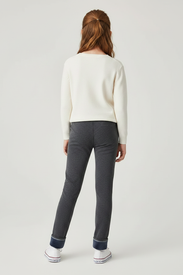 Pantalon Gris Enfant Doublé Polaire Hiver Confortable - Molleton - vue 2