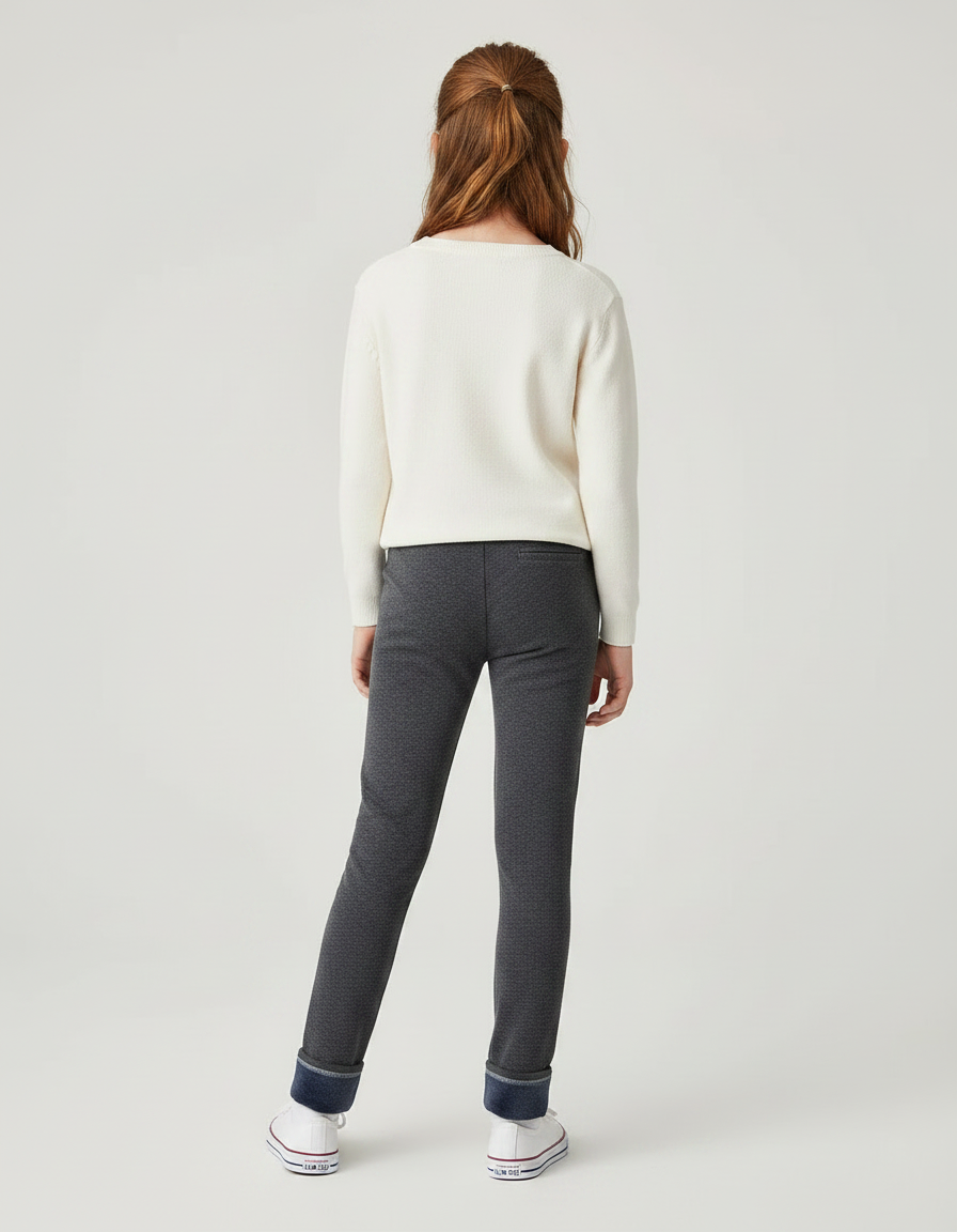Pantalon Gris Enfant Doublé Polaire Hiver Confortable - Molleton - vue 2