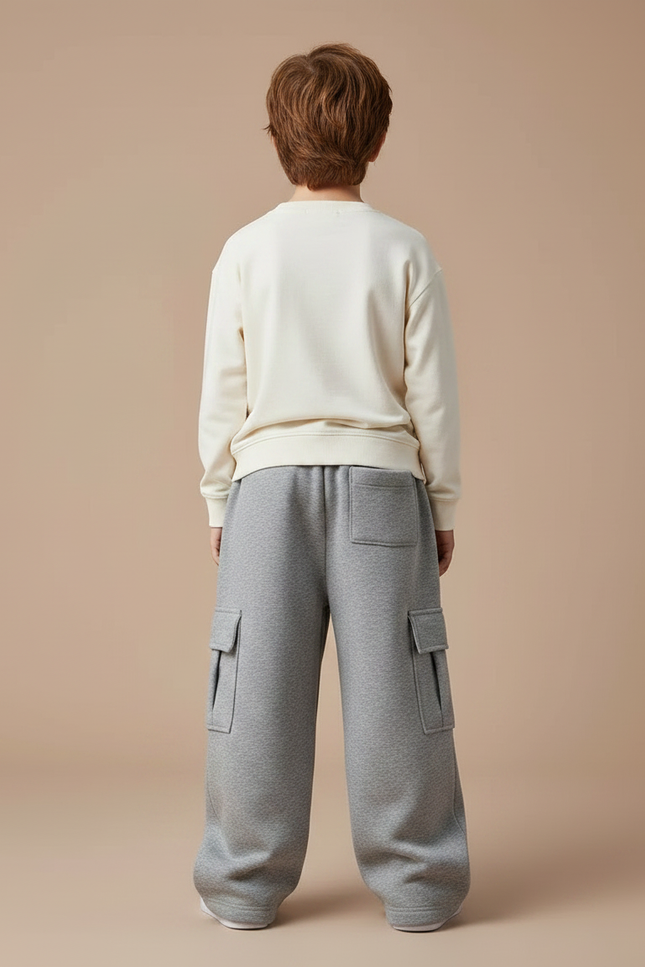 Pantalon Gris Cargo Ample Molletonné Enfant Sport - vue 2