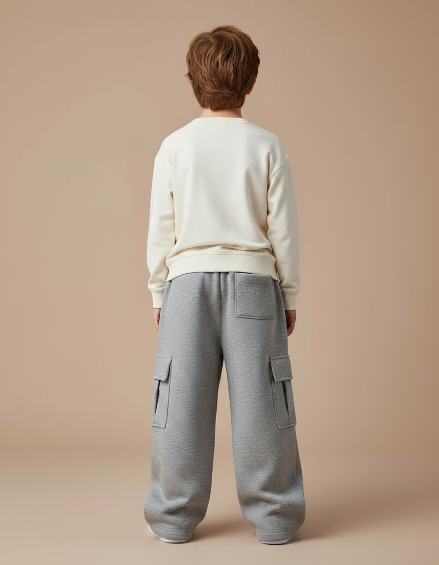 Pantalon Gris Cargo Ample Molletonné Enfant Sport - vue 2