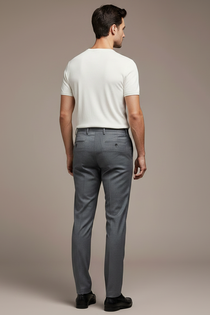 Pantalon Gris Droit Élégant Business Homme Ajusté - Gabardine - vue 2