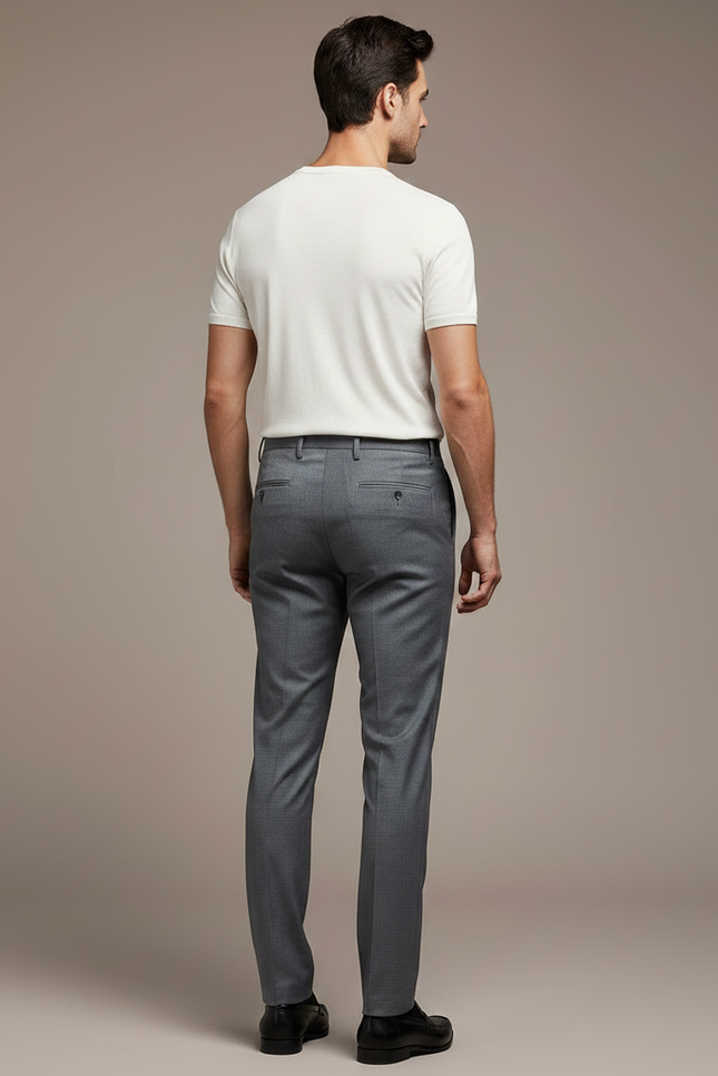 Pantalon Gris Droit Élégant Business Homme Ajusté - Gabardine - vue 2