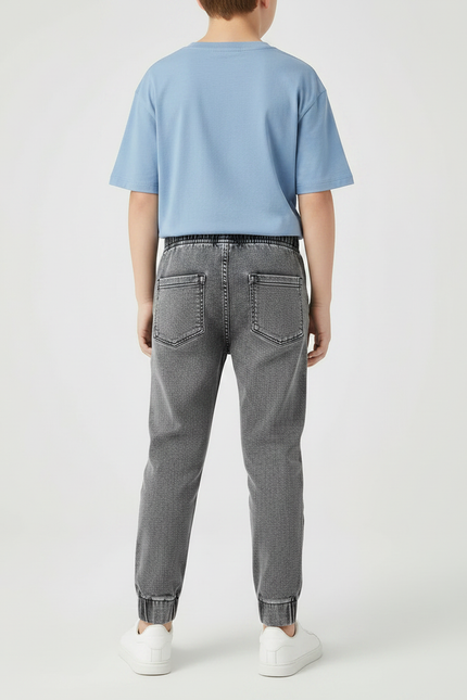 Pantalon Gris Jogger Décontracté Denim Enfant - Jean - vue 2