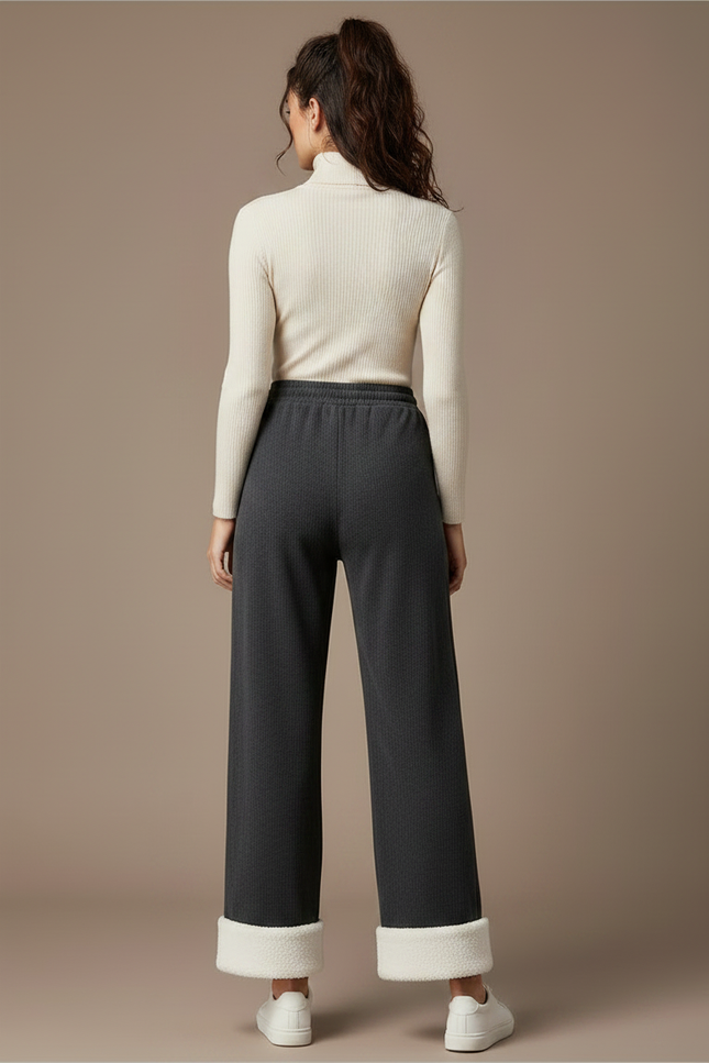 Pantalon Gris Velours Côtelé Ample Décontracté Femme - Cordé - vue 2