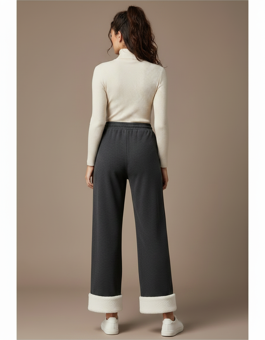 Pantalon Gris Velours Côtelé Ample Décontracté Femme - Cordé - vue 2