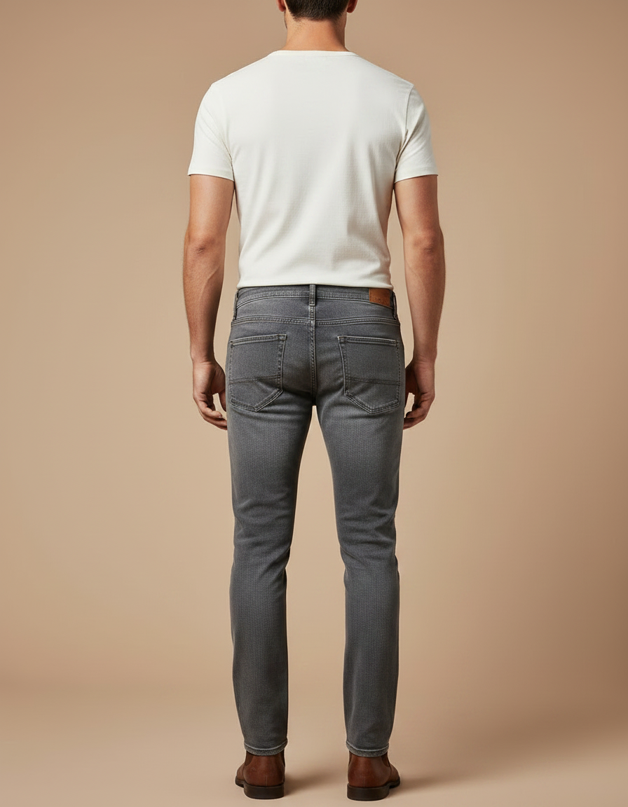 Pantalon Gris Slim Fit Denim Homme Tendance - Jean - vue 2