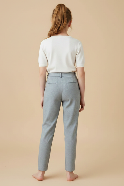 Pantalon Gris Droit Laine Décontracté Élégant Fille - vue 2