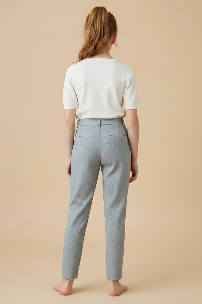 Pantalon Gris Droit Laine Décontracté Élégant Fille - vue 2