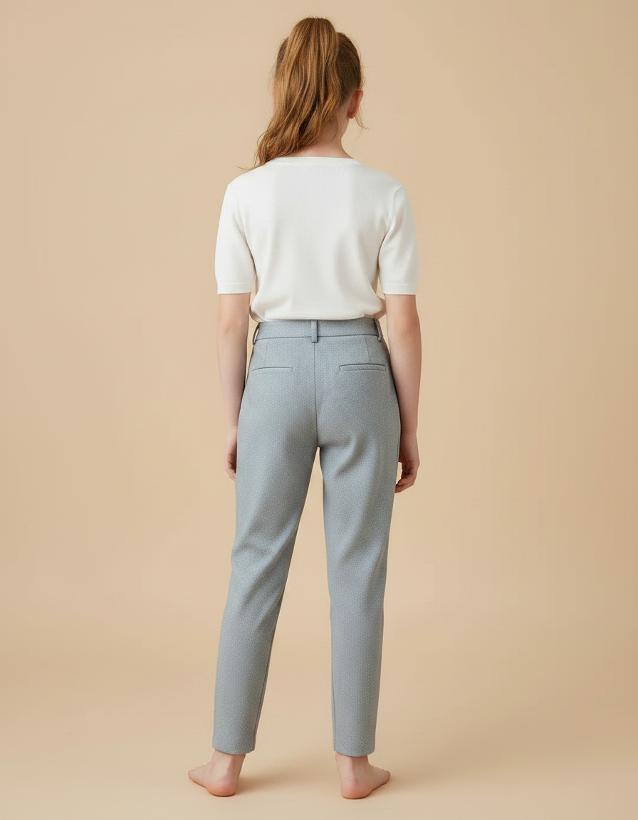 Pantalon Gris Droit Laine Décontracté Élégant Fille - vue 2