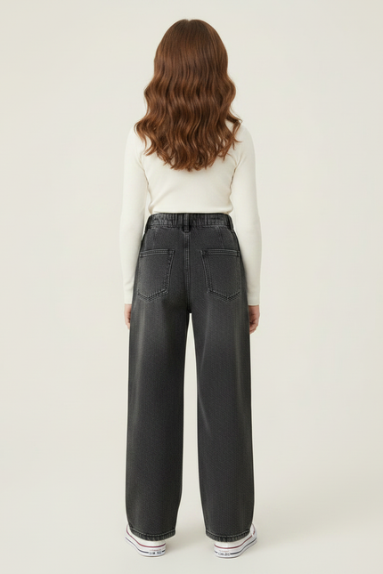 Pantalon Gris Jean Ample Fille Fashion - vue 2