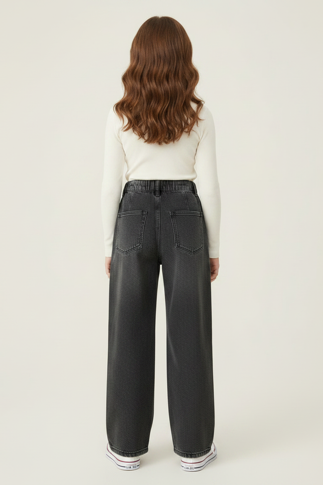 Pantalon Gris Jean Ample Fille Fashion - vue 2