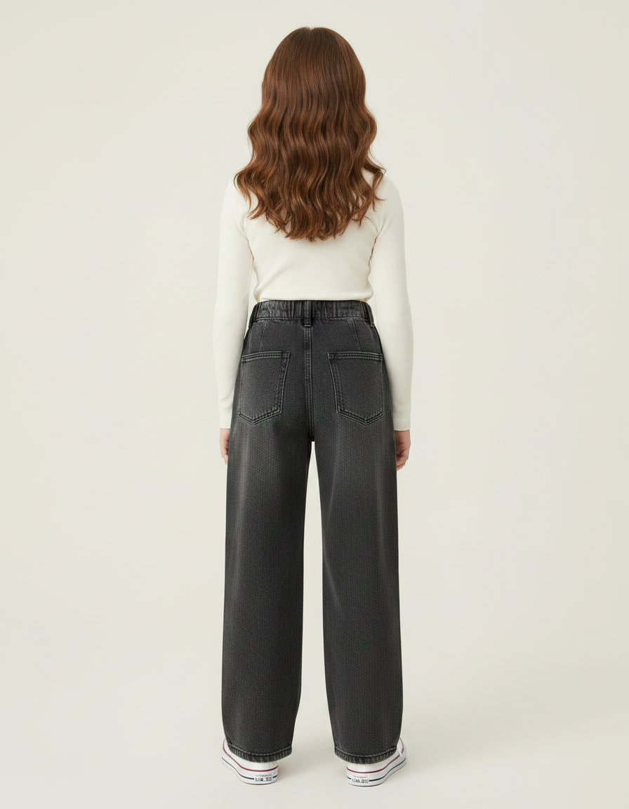 Pantalon Gris Jean Ample Fille Fashion - vue 2