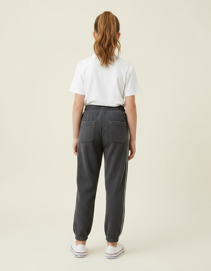 Pantalon Gris Côtelé Ample Décontracté Enfant - Cordé - vue 2