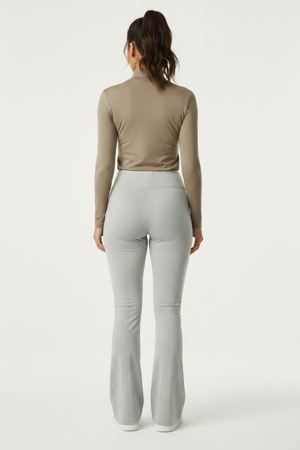 Pantalon Gris Évasé Taille Haute Confortable Sport - Molleton - vue 2