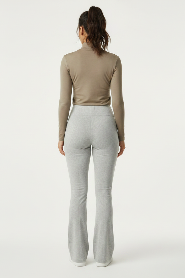 Pantalon Gris Évasé Taille Haute Confortable Sport - Molleton - vue 2