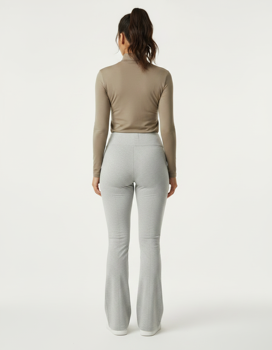Pantalon Gris Évasé Taille Haute Confortable Sport - Molleton - vue 2